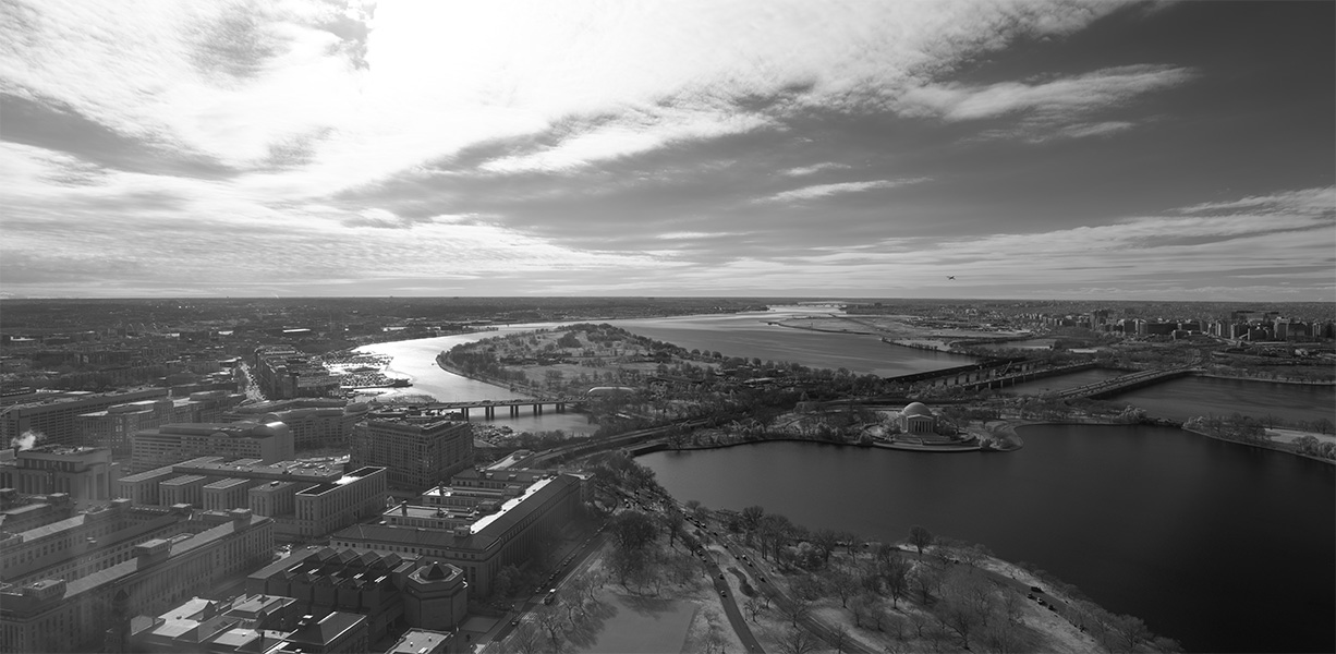 Infrared Panoramic Photo of City and River.